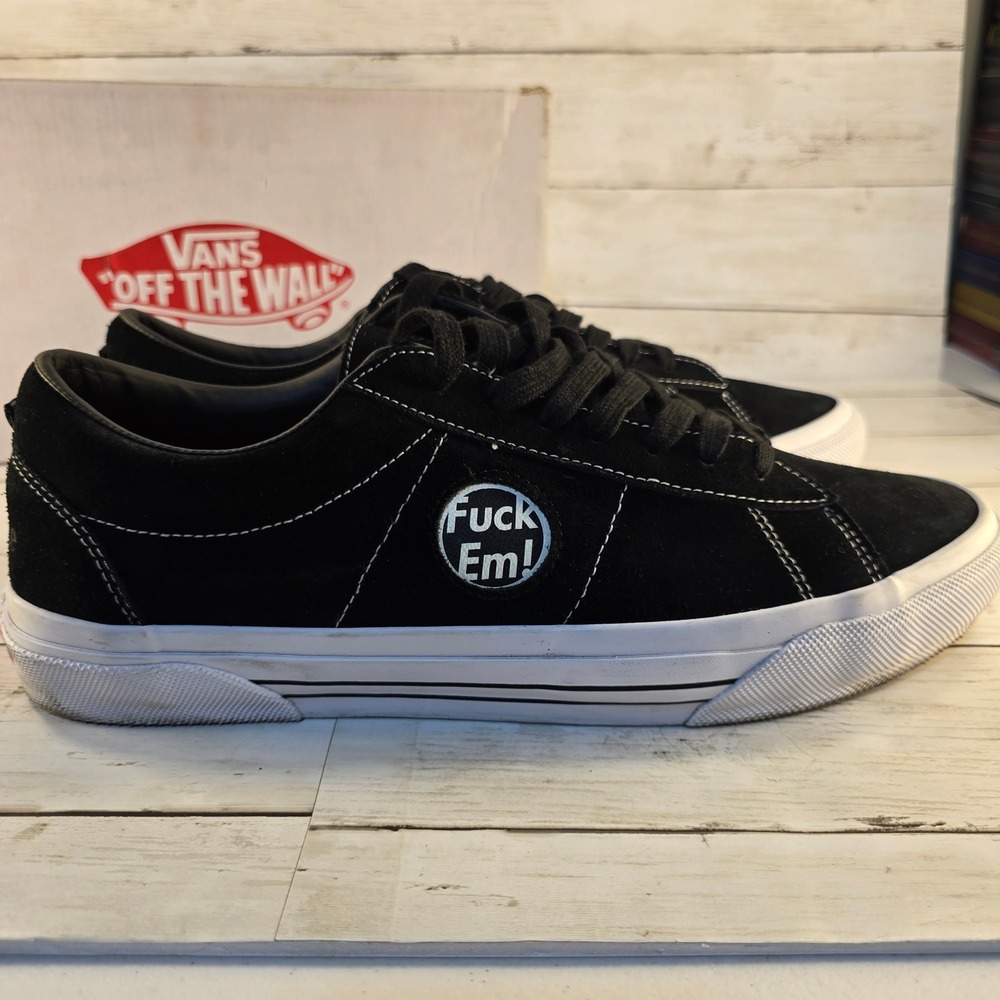 Vans Supreme Skate Sid S Black Suede F**k Em Sneakers VN000MQ8CJK Mens 13
